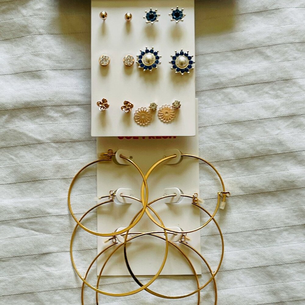 NWOT ** BUNDLE SALE ** Set of (6) Semi-precious Earrings & (3) pairs Gold Hoop